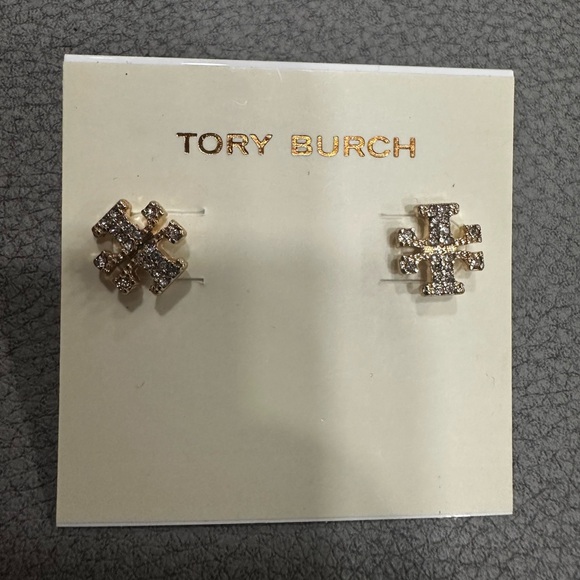 Tory Burch Jewelry - New Tory Burch Crystal gold Stud Earrings